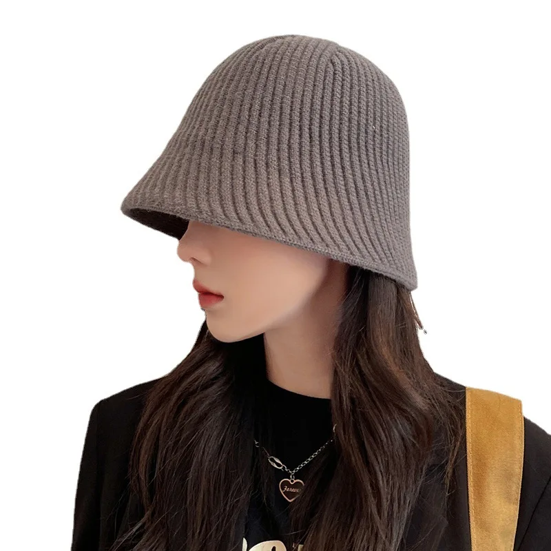 2022 New  Ladies Harajuku Bucket Hat Solid Men Fishing Fisherman Hat Autumn Winter Lamb Wool Outdoor Warm Panama Cap for Women