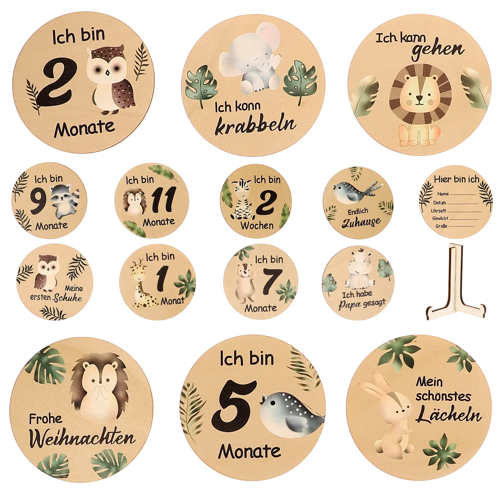 

Wooden Baby Monthly Milestone Cards Baby Monthly Milestone Marker Discs