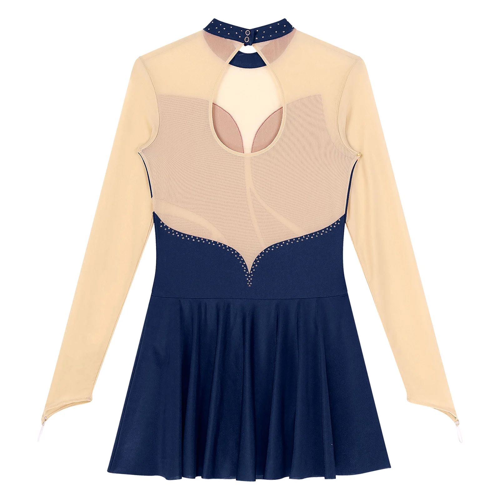 Vestito Pattinaggio Artistico Donna Con Strass - Maniche Lunghe, Tutu, Per Balletto, Latino E Ginnastica Ritmica - Foto 11