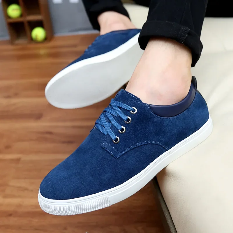 

Stylish Simplicity Men Leather Casual Shoes Lace Up Flat Sneakers High Quality Suede Leather Men Board Shoes Zapatillas Hombre
