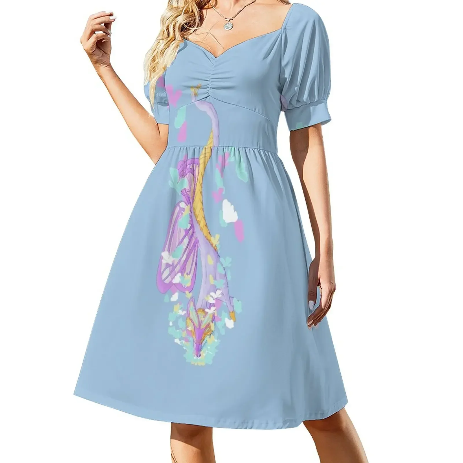 thumbnail image 1 of Vestido de manga corta con diseño de dragón y mariposa, vestido de hada, elegante y bonito, vestidos de mujer, 1 of 8