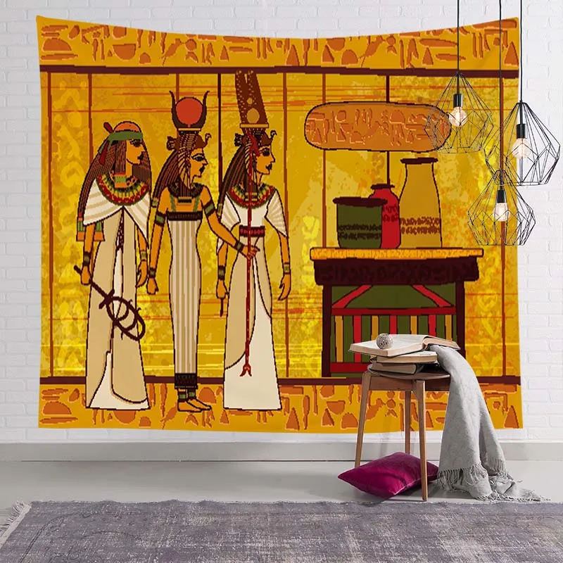 Alte Ägyptische Wandteppich Retro Dekoration für Schlafzimmer Böhmischen Hause Ethnische Decor Wohnzimmer Leinwand Ästhetischen Gemälde – Detail 3