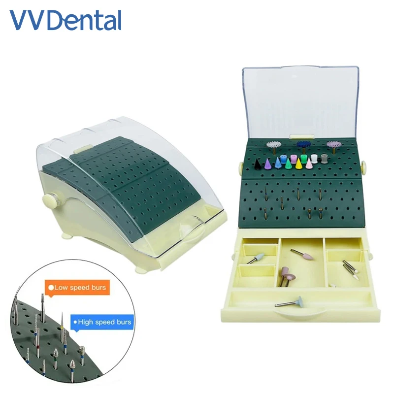 

VVDental 142 Holes Dental Burs Block Holder Station+Pull Out Drawer Autoclave Sterilizer Case Odontologia Bur Disinfection Box D