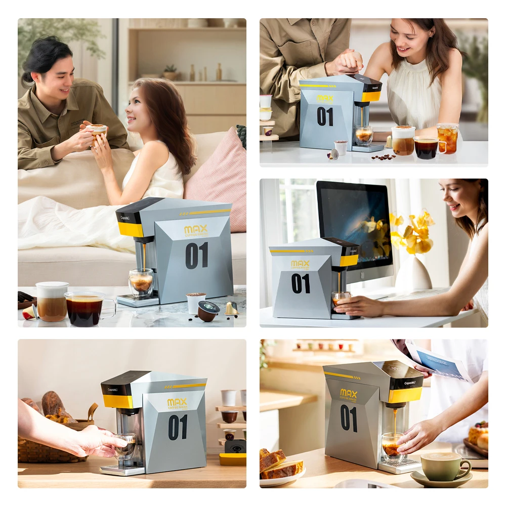 Capsule Coffee Machine 4in1 Compatible with Nes*/DG/Coffee Ground/K Cup Capsule Pods 19bar Espresso Coffee Maker 3