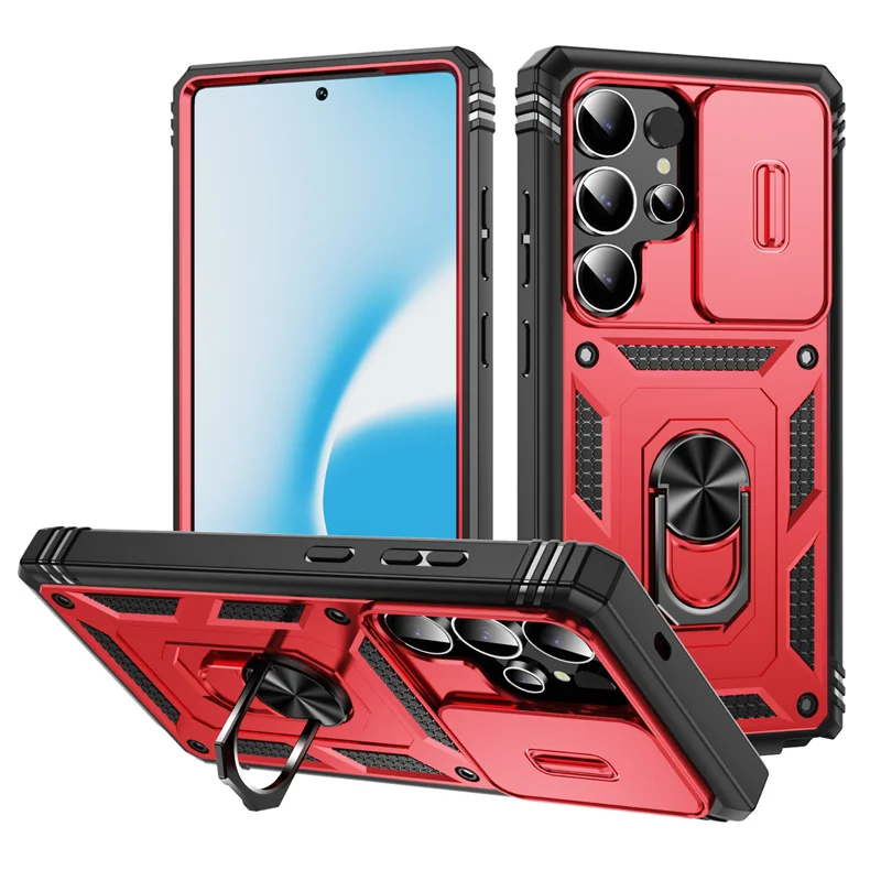 Heavy Duty Armor Phone Case with Lens Protection and Built-in Stand