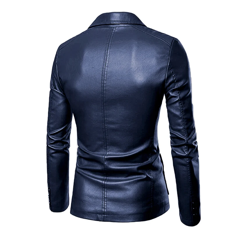 Men's Casual Pockets Pocket Long Sleeves Lapel PU Leather Jackets