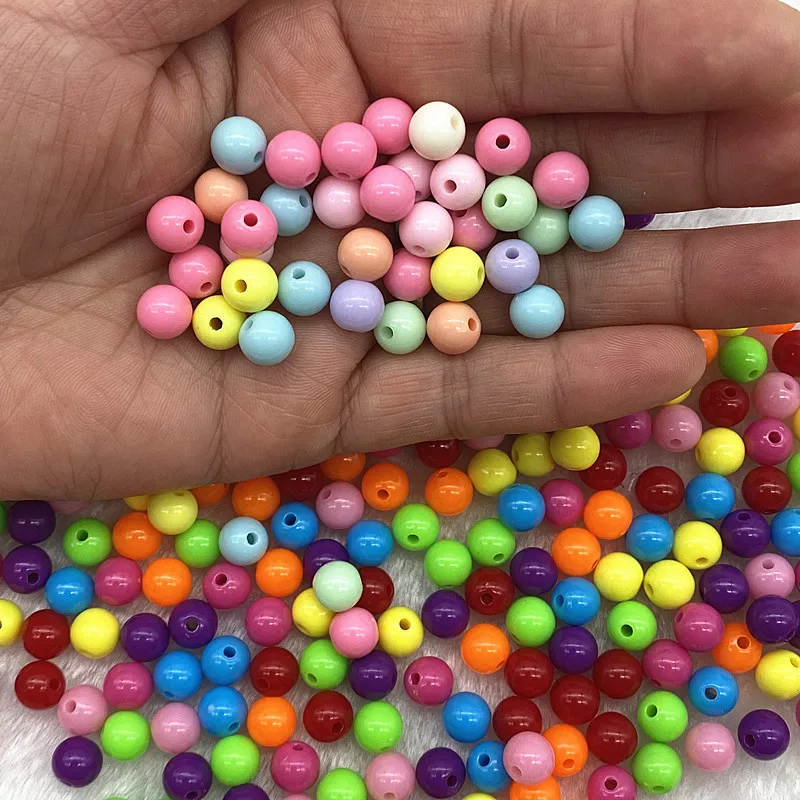 4mm 6mm 8mm Candy-colored Acrylic Beads Round Beads for DIY Clothing Accessories Bracelet Beaded Earrings