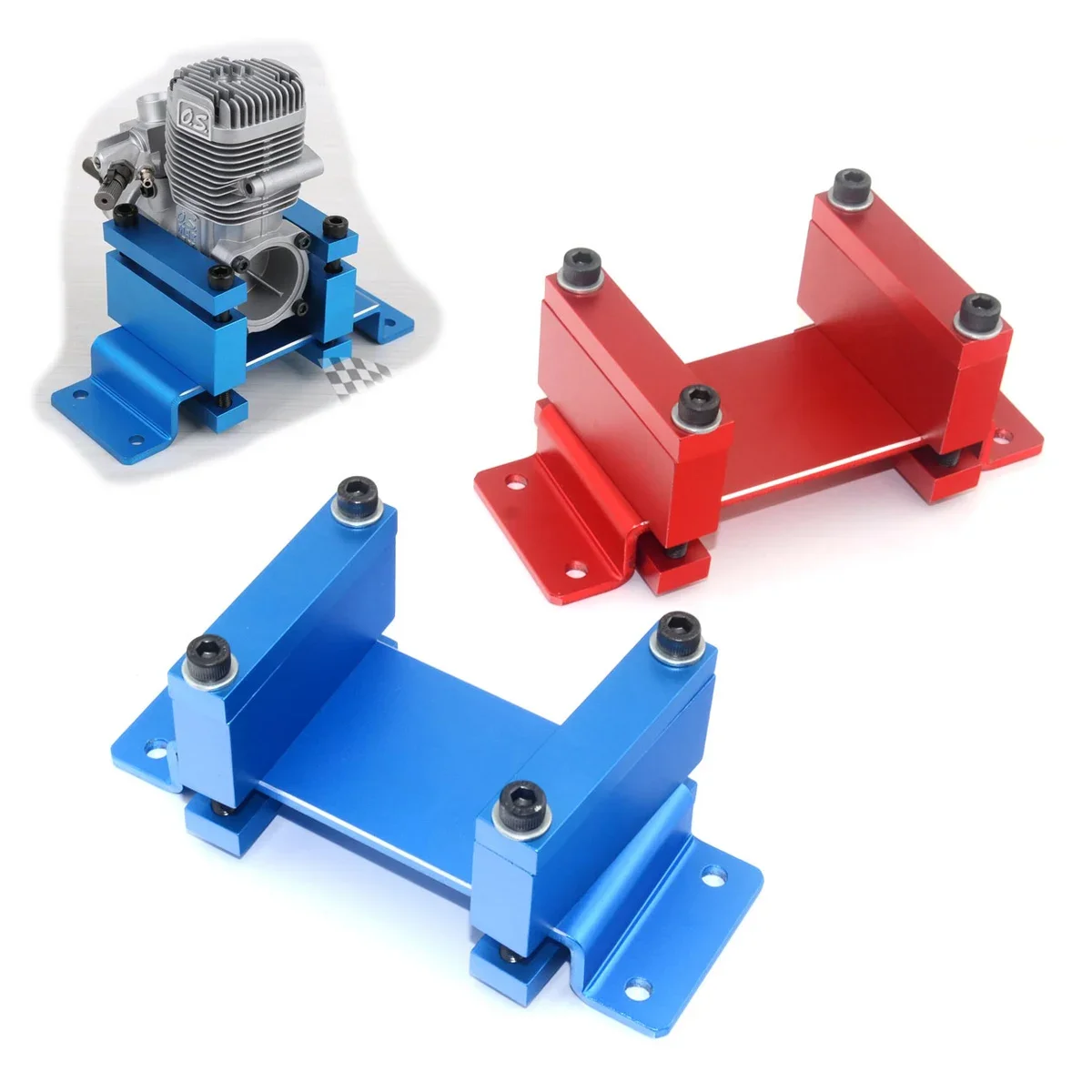 Vue détaillée du banc de rodage Mayatech 06-160 montrant les supports moteur et le réservoir