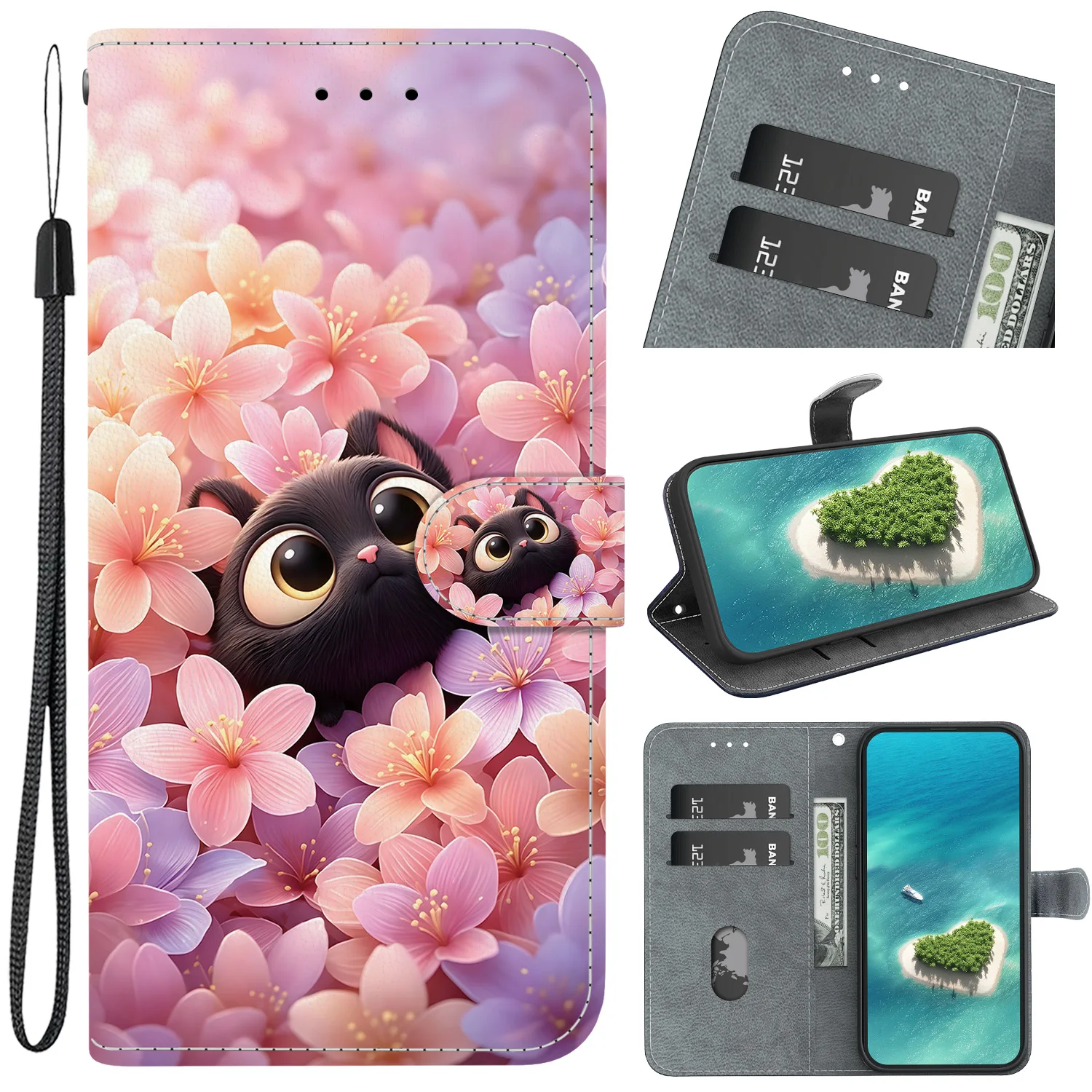 Premium Flip Leather Magnetic Wallet Phone Case with Book Design