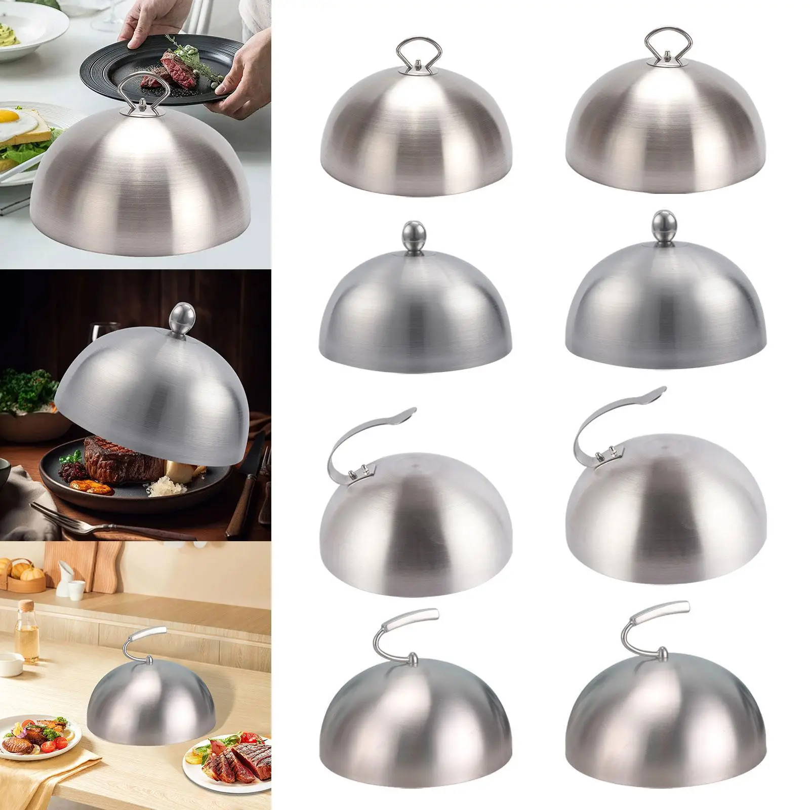 Burger Cover Stainless Steel Grill Accessory Universal Grilling with Handle Heavy Duty Cheese Melting Dome for Kitchen Cooking
