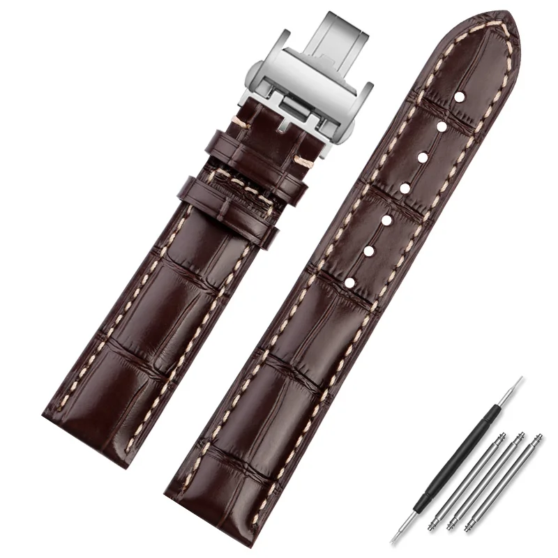 thumbnail image 1 of Correa de reloj para Longines Masters Collection L3 L4 L2.628/L2.673, de piel de vaca, con hebilla de mariposa, correa de reloj de 19, 20 y 21 mm, 1 of 5