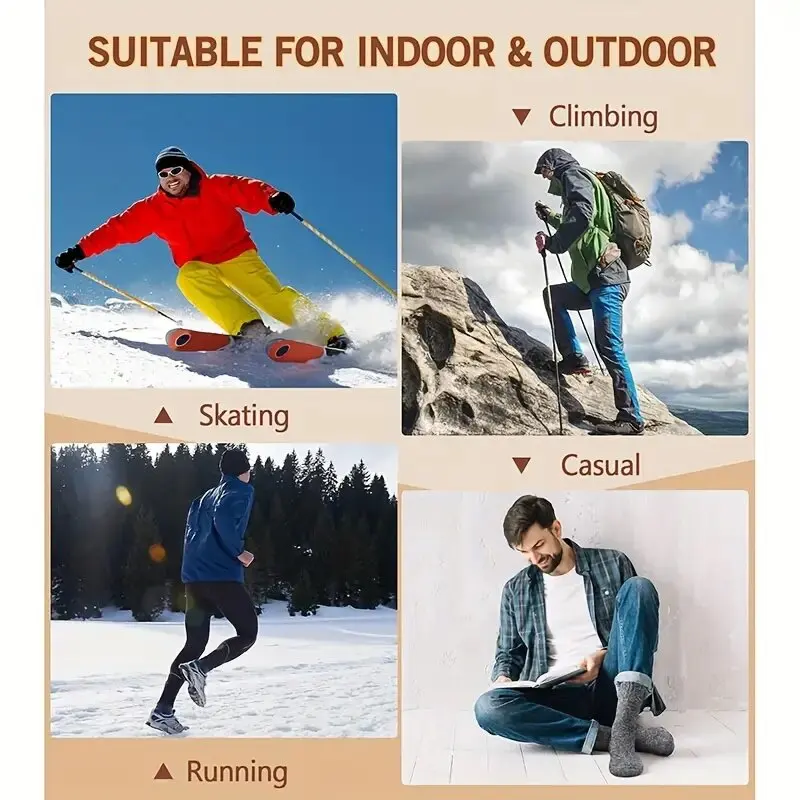 Triple Pack of Men's Merino Wool Winter Slipper Socks - Thick, Warm, and Cozy