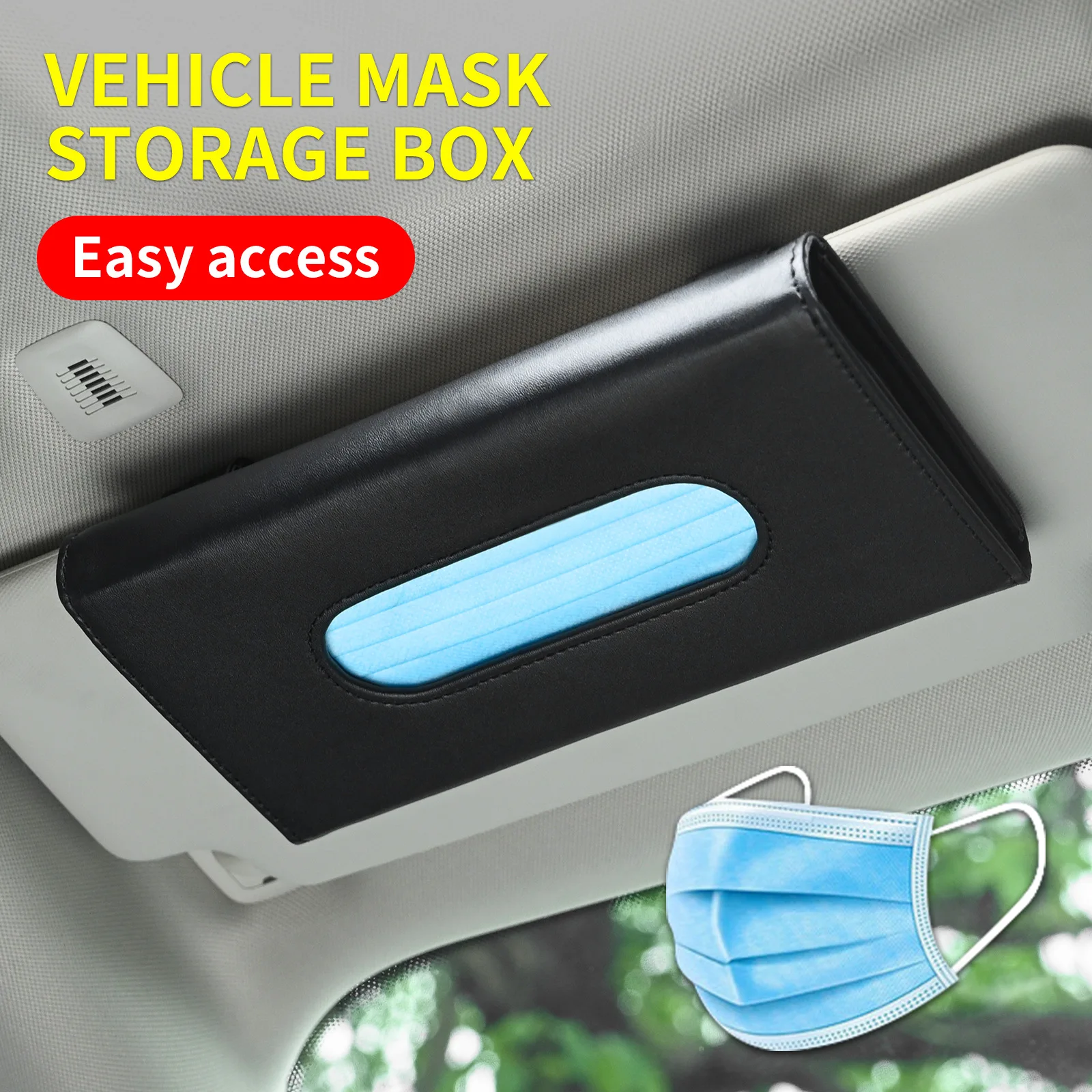  Car Tissue Holder - Mask Holder For Car - PU Leather Backseat Car  Kleenex Holder,Wipes Dispenser For Car Visor,Car Tissue Holder Napkin Box  ,Black : Automotive