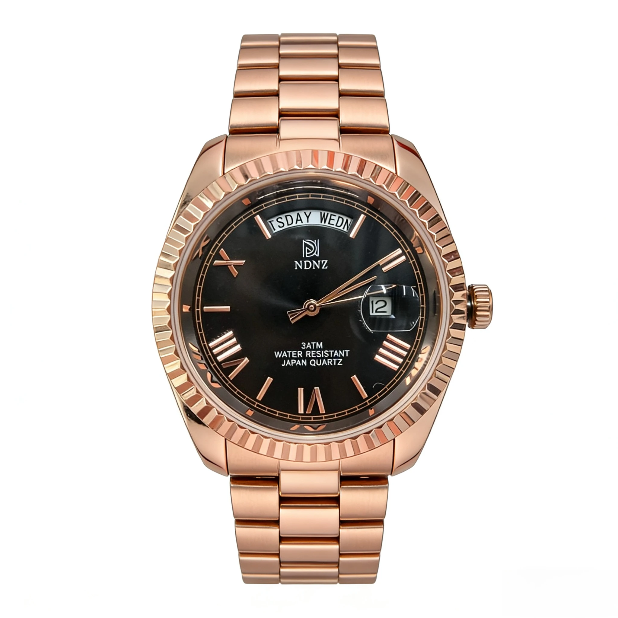 Elegant Waterproof Couple's Quartz Wristwatch with Date Function and Steel Strap