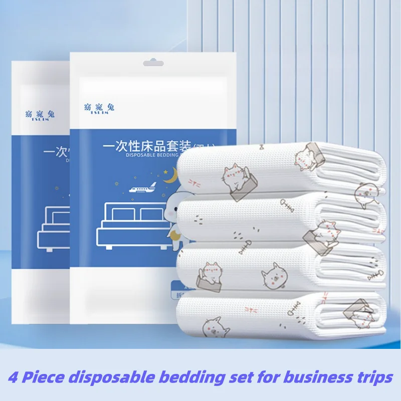 

Disposable bed sheets linen comforter sets duvet covers pillowcases travel sterilized towels thickened four piece bedding sets