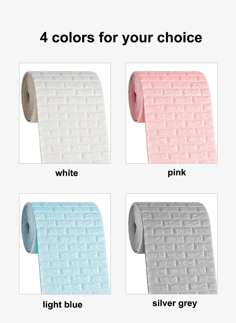 3D Self-Adhesive Wallpaper 70cm*1m Continuous Waterproof Brick Wall Stickers Living Room Bedroom Children's Room Home Decoration 6