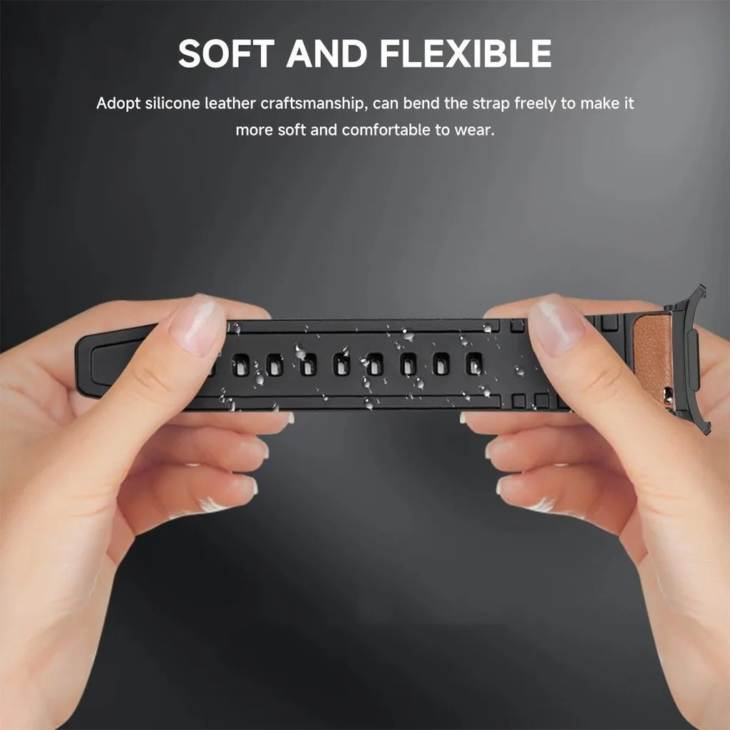 Premium Leather Silicone Hybrid Smartwatch Strap