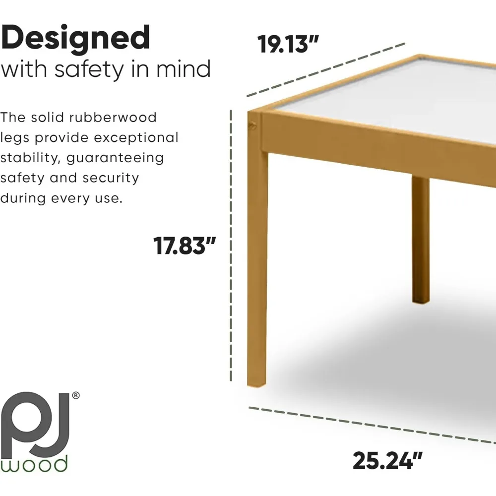 3 Piece Solid Rubberwood Table and Chairs Set with Natural Finish, Rounded Edges and Corners, and Wipeable Dry Erase Surface 3