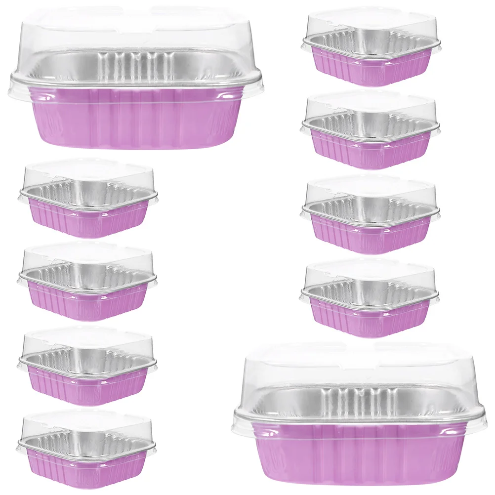 

50 pcs Aluminum Foil Baking Pans Baking Cupcake Holder Aluminum Foil Pan Molds with Lids