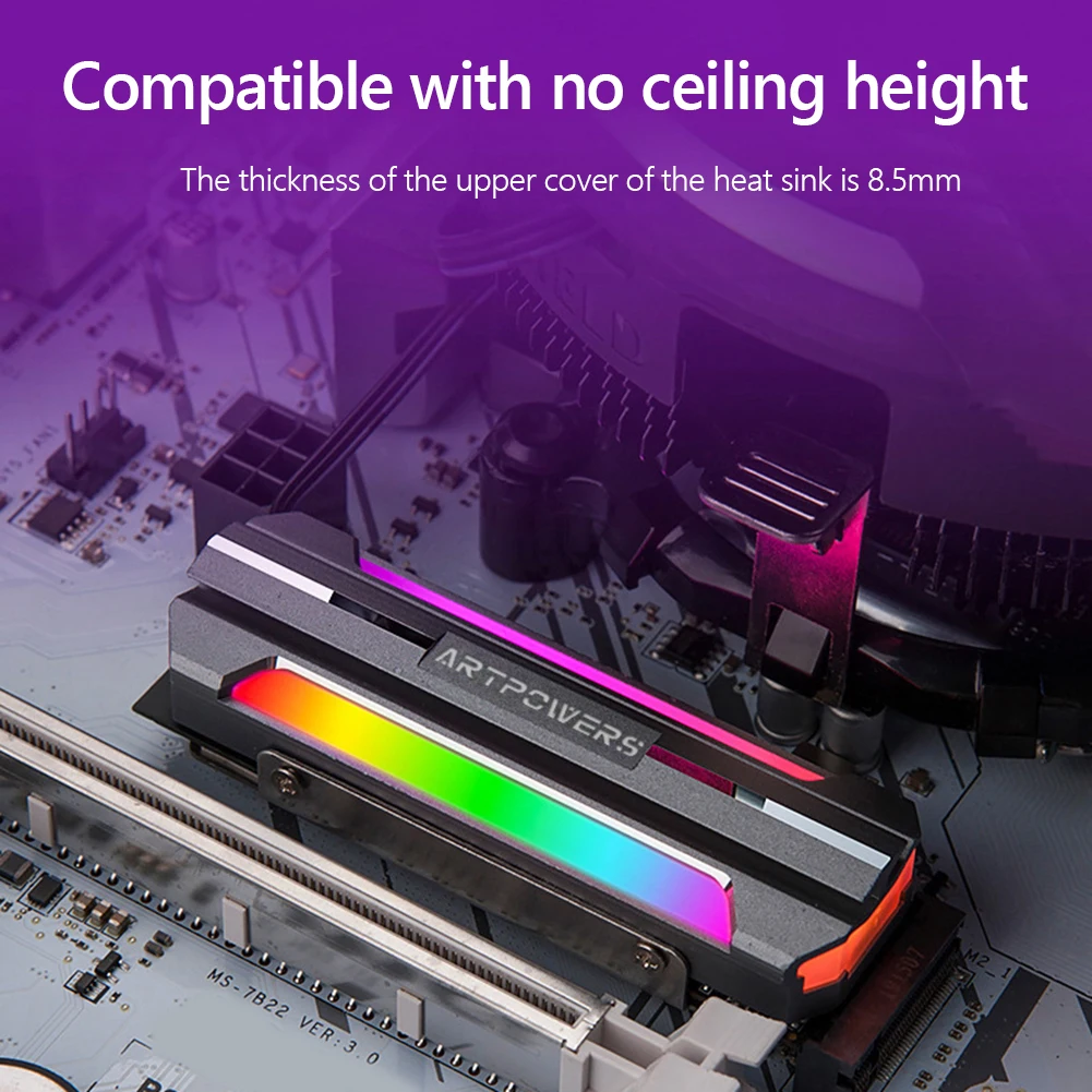 Aluminum ARGB SSD Hard Disk Heatsink Cooler 5V 3Pin NVME NGFF