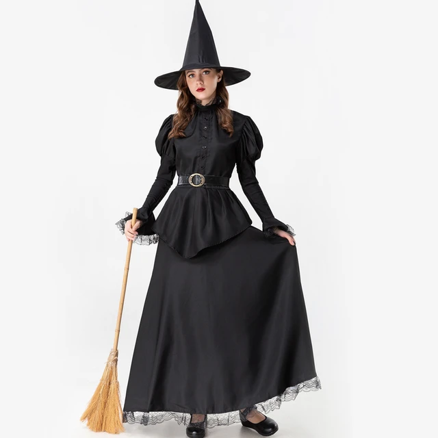 Disfraz Carnaval Disfraces de Halloween Bruja de mujer Retro Ropa negra  Disfraces de fiestas de Halloween Carnaval Halloween 