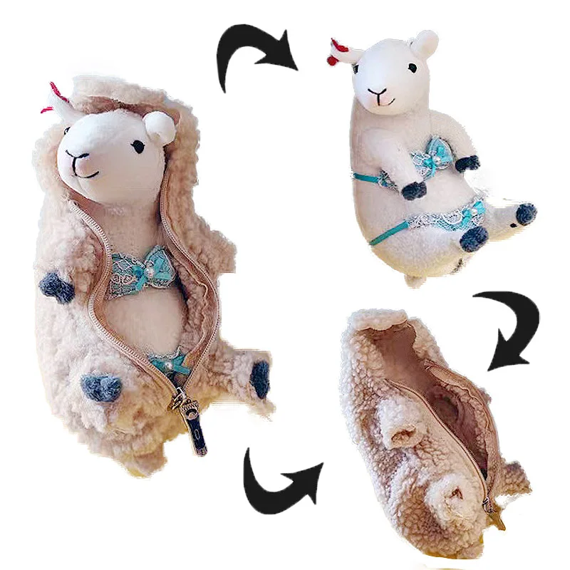 

New Sheep with Bikini Plush Toy Anime Kawaii Sheep Plush with Clothes Removable Sheep Plushie For Baby Soft Animal Stuffed Dolls
