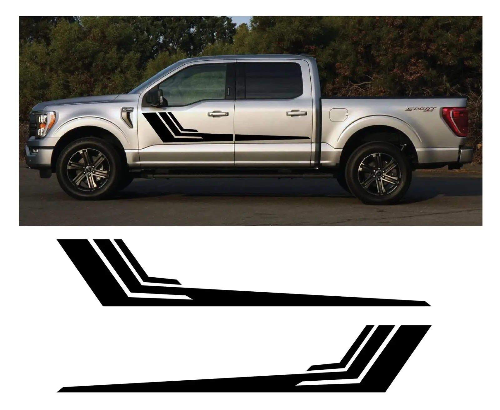 

Stickers Side Door Hockey Stripe Graphics Design Decal Fits: Ford F150 BLACK