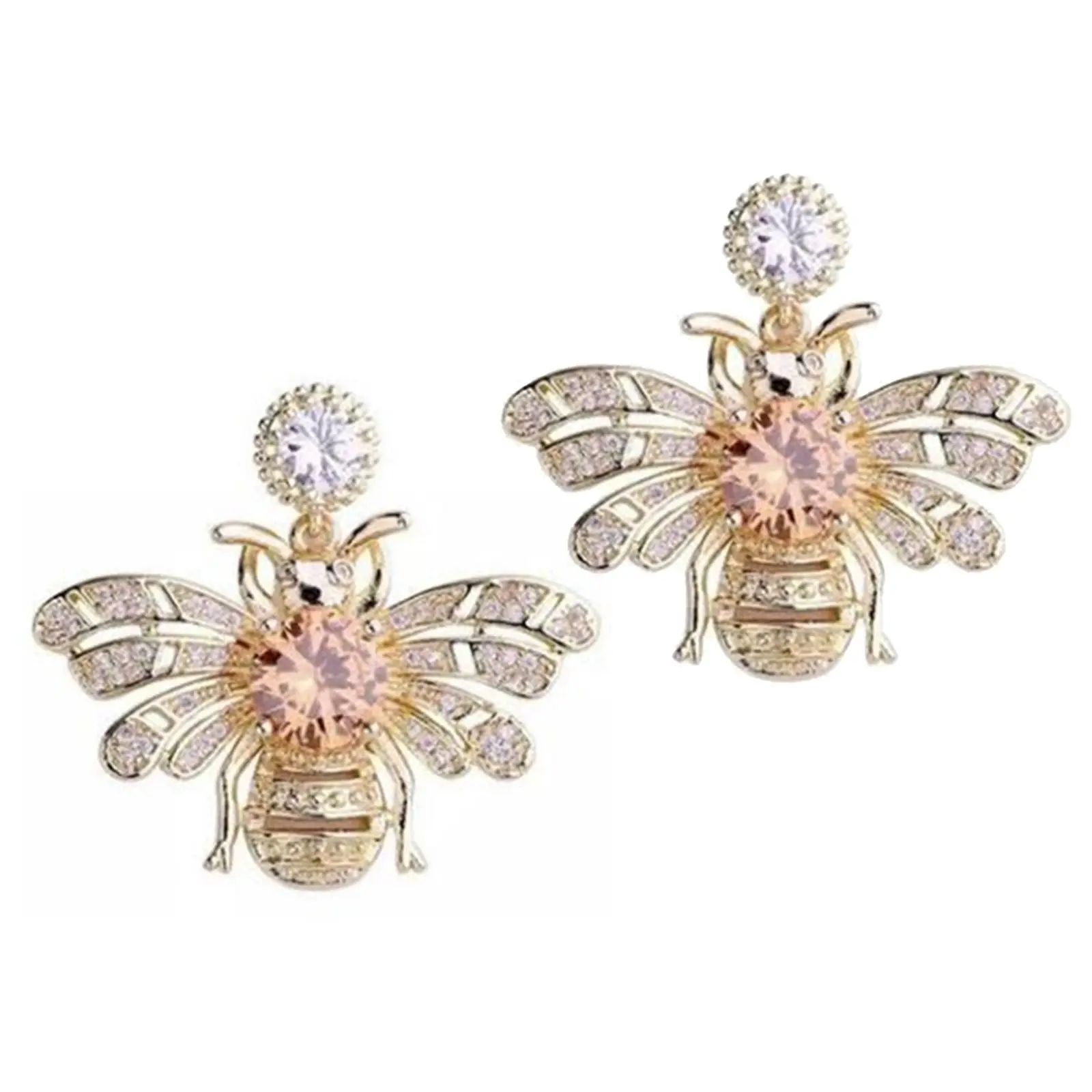 Rhinestone Bee Earrings Simple Exquisite Valentines Day Gifts Decor Trendy Jewelry for Holiday Halloween Party Wedding Prom
