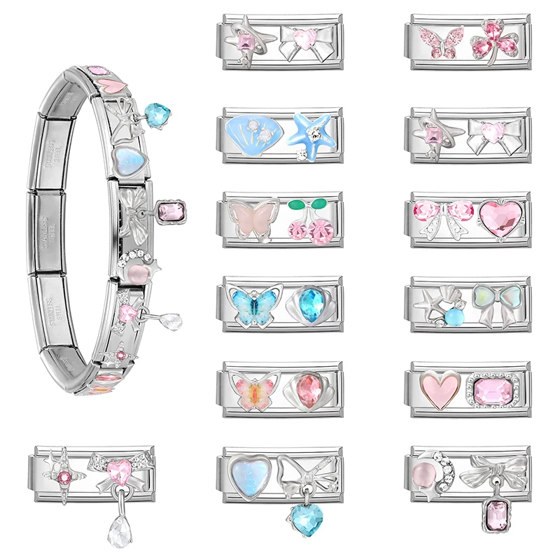 Zircon Shell Butterfly Charm Bracelet Stainless Steel