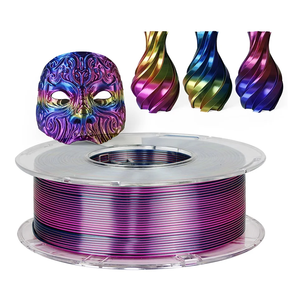 Tricolor Filament Silk PLA 1.75mm Silk Filaments 3Colour PLA 1kg 500g 250g 3D Printer Plastic Material Multicolor Filament