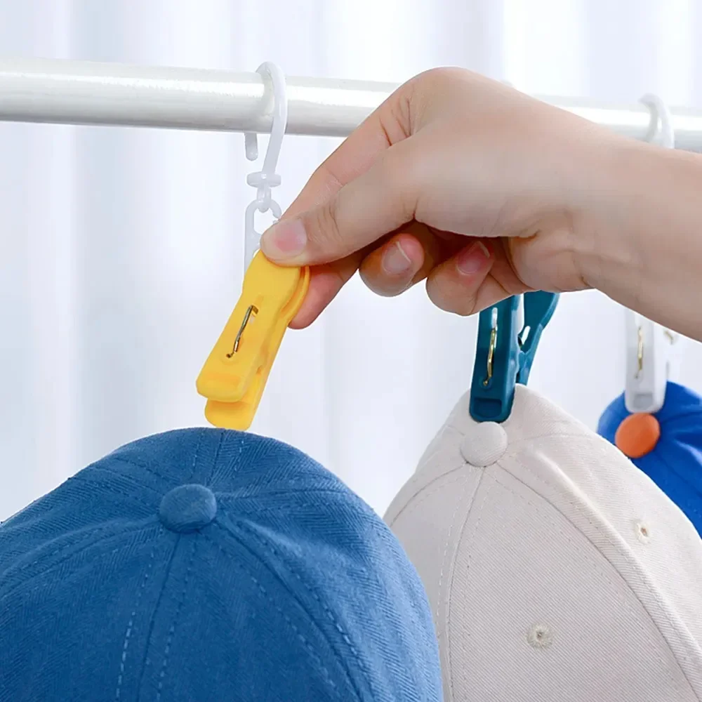 Portable Clothes Pegs Rotatable Hats Towels Hanger Windproof Anti-slip Drying Clip Household Travel Laundry Hook Clips 10/1PCS