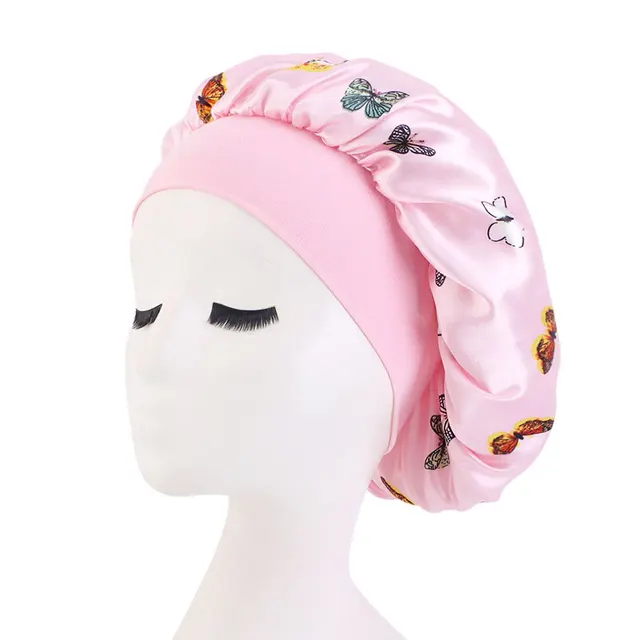 Multi-functional Printing Satin Bonnet For Women Elastic Wide Band Night Sleep Satin Hat Chemo Caps Hair  Fashion Head Wrap 6
