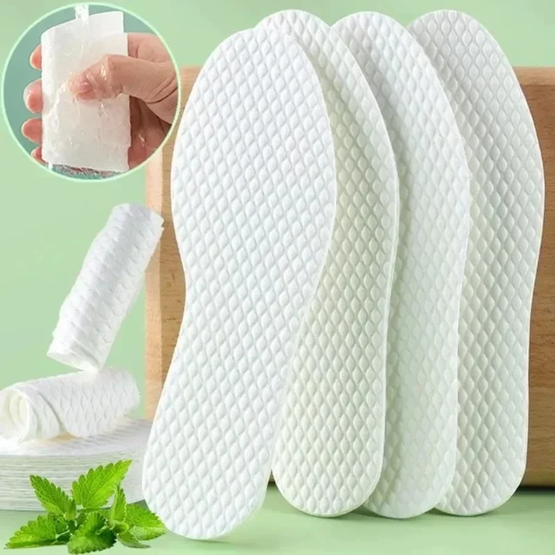 1/10Pairs Natural Wood Pulp Disposable Insoles for Women Men Light Weight Breathable Insole Sweat Absorption Deodorant Shoe Pad