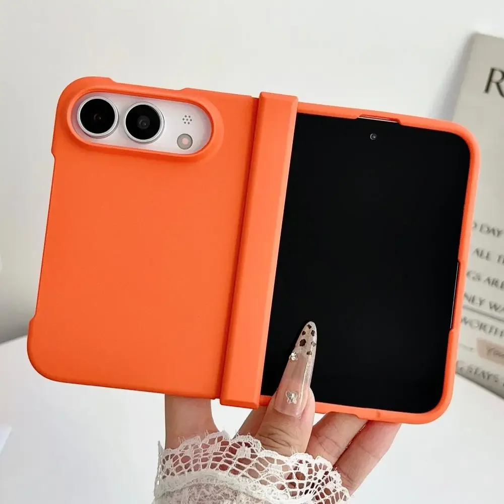 Matte Solid Color Shockproof Folding Phone Case with Hinge Protection
