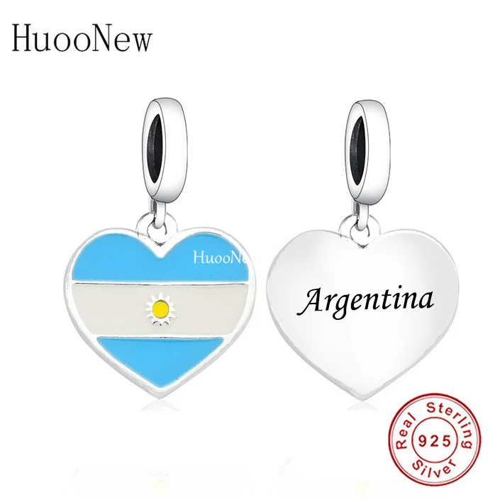 Fit Original Pan Charms Bracelet 925 Sterling Silver Argentine Flag Tea Mate Engrave Letter Bead For Making Women Berloque 2022 3