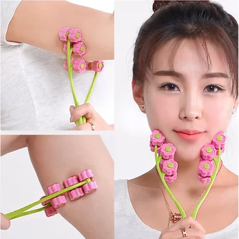 휴대용 꽃 모양 얼굴 마사지 롤러, 주름 방지, 얼굴 리프트 슬리밍, 얼굴 이완, 미용 도구, 손가락 마사지, 신제품