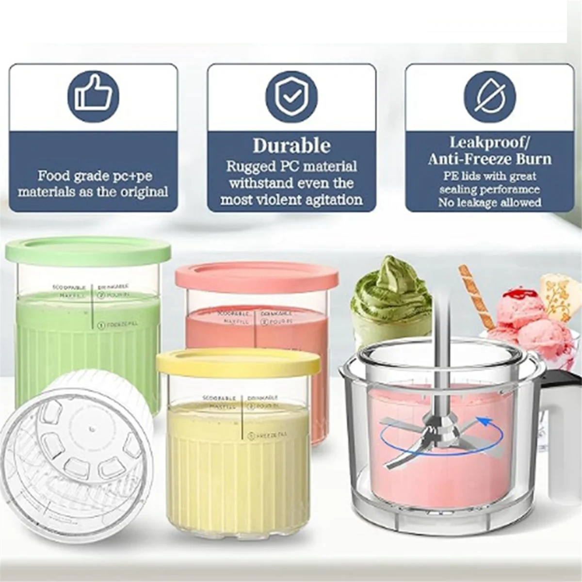Ripple Ice Cream Cup NC500 NC501 is Suitable for Ninja Creami Ice Cream Storage Cup 6