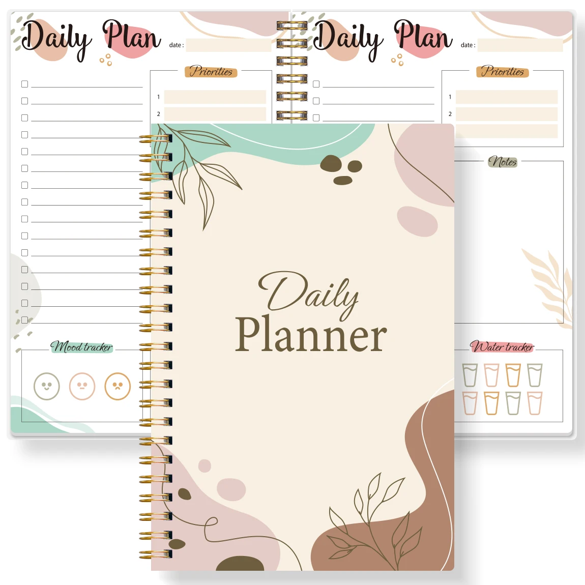 Undated Daily Planner with Task Prioritization, Mood Tracker, and Note Sections