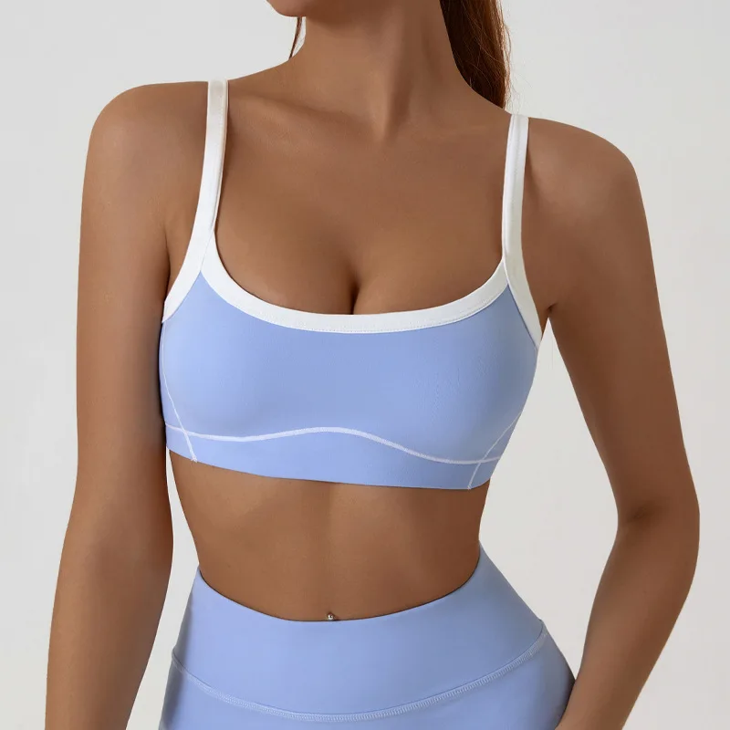 Yoga Sports Bra Color Clashing Shock Absorbing Women Full Cup Breathable Gym Tube top Bra Yoga Workout Underwear