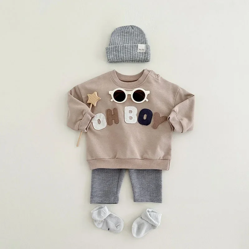Autumn Cartoon Letter Clothes Set for Baby