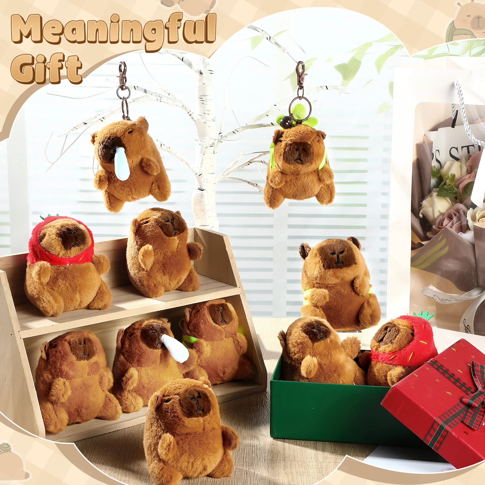 8-48 個カピバラぬいぐるみキーホルダーかわいいカピバラぬいぐるみ