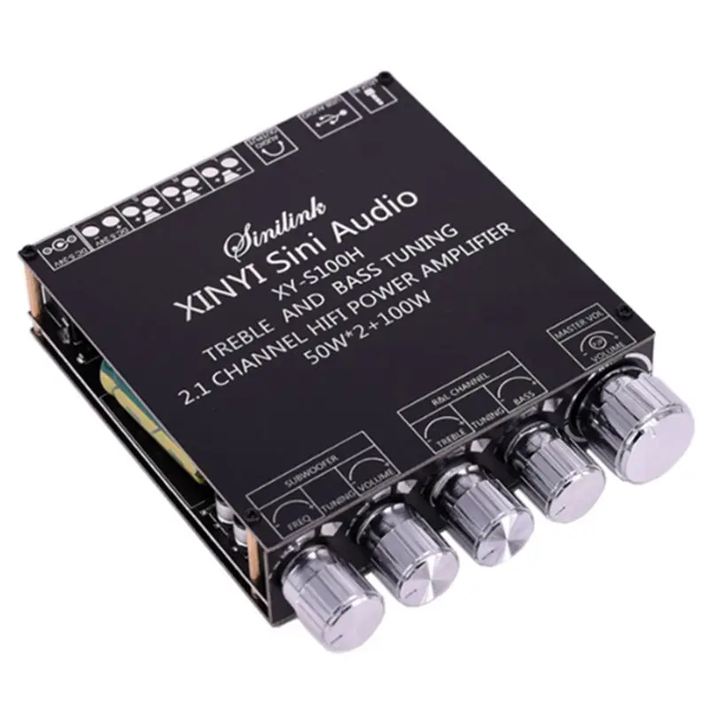 T28C XY-S100H HIFI TPA3116D2 블루투스 5.0 서브우퍼 증폭기 보드 50WX2+100W 2.1 채널 파워 오디오 스테레오 베이스 USB 앰프