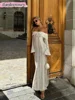 Sexy Women Hollow Out Slash Neck Lace Flared Sleeve Long Dress Elegant Laced Up Slim Fit Robes New Lady Evening Party Vestidos 1