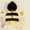 2024-06-24 Lioraitiin 0-24M Baby Bee Costume Sleeveless Hooded Romper Long Socks Set Infant Halloween Costume Newborn Outfit 1