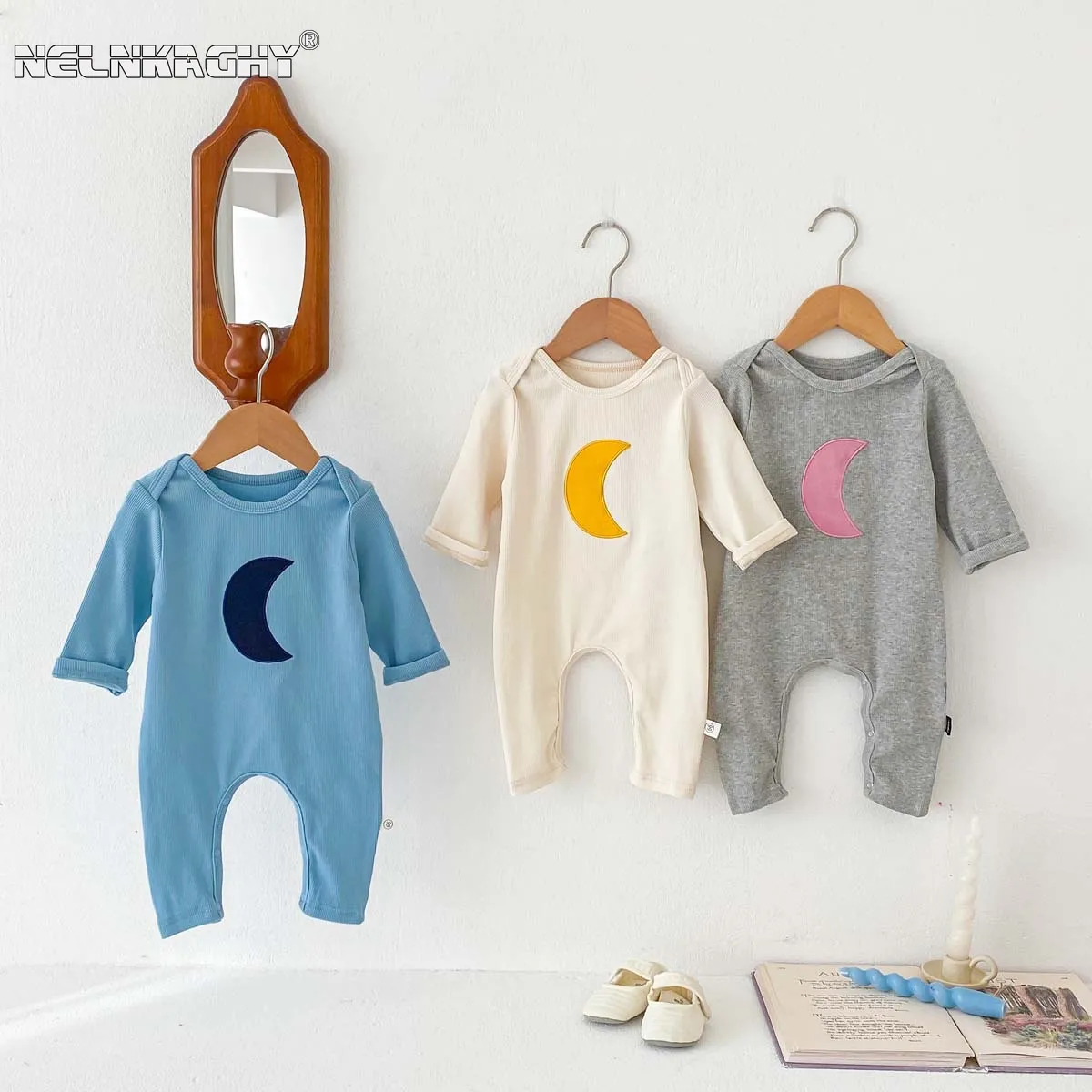 

2024 Spring New in Kids Baby Boys Girls Cute Full Sleeve Cartoon Moon Jumpsuits Toddler Infant Outwear Newborn Romper 0-24M