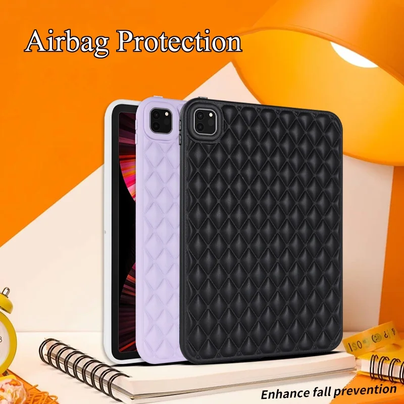 

Luxury Rhomboid Soft TPU Case for iPad 10th 2022 10.9 Air 5 4 3 2 1 Mini 6 10.2 9th 9.7 10th 10.9 Pro 11 Airbag Shockproof Cover
