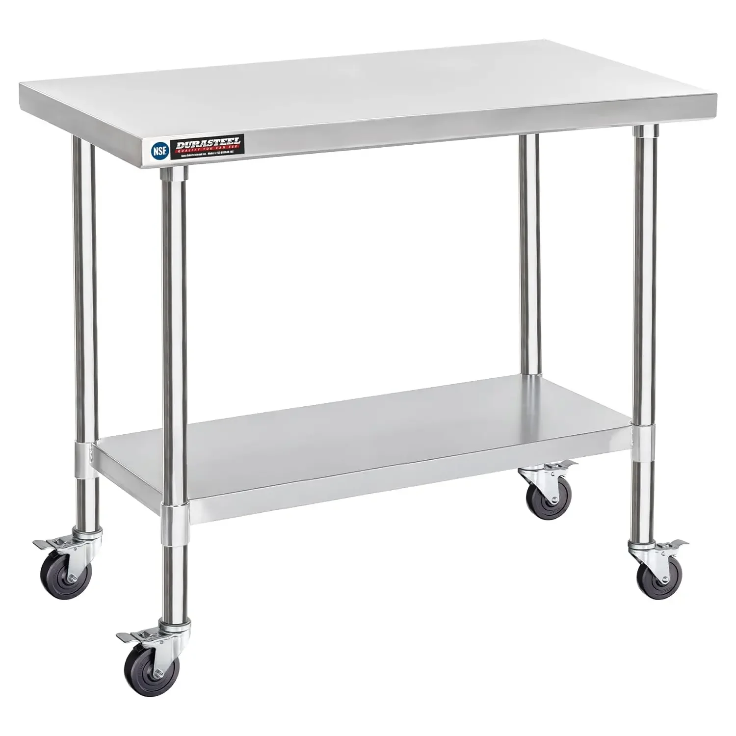 

Food Prep Stainless Steel Table - DuraSteel 30 x 48 Inch Metal Table Cart - Commercial Workbench with Caster Wheel | USA | NEWv