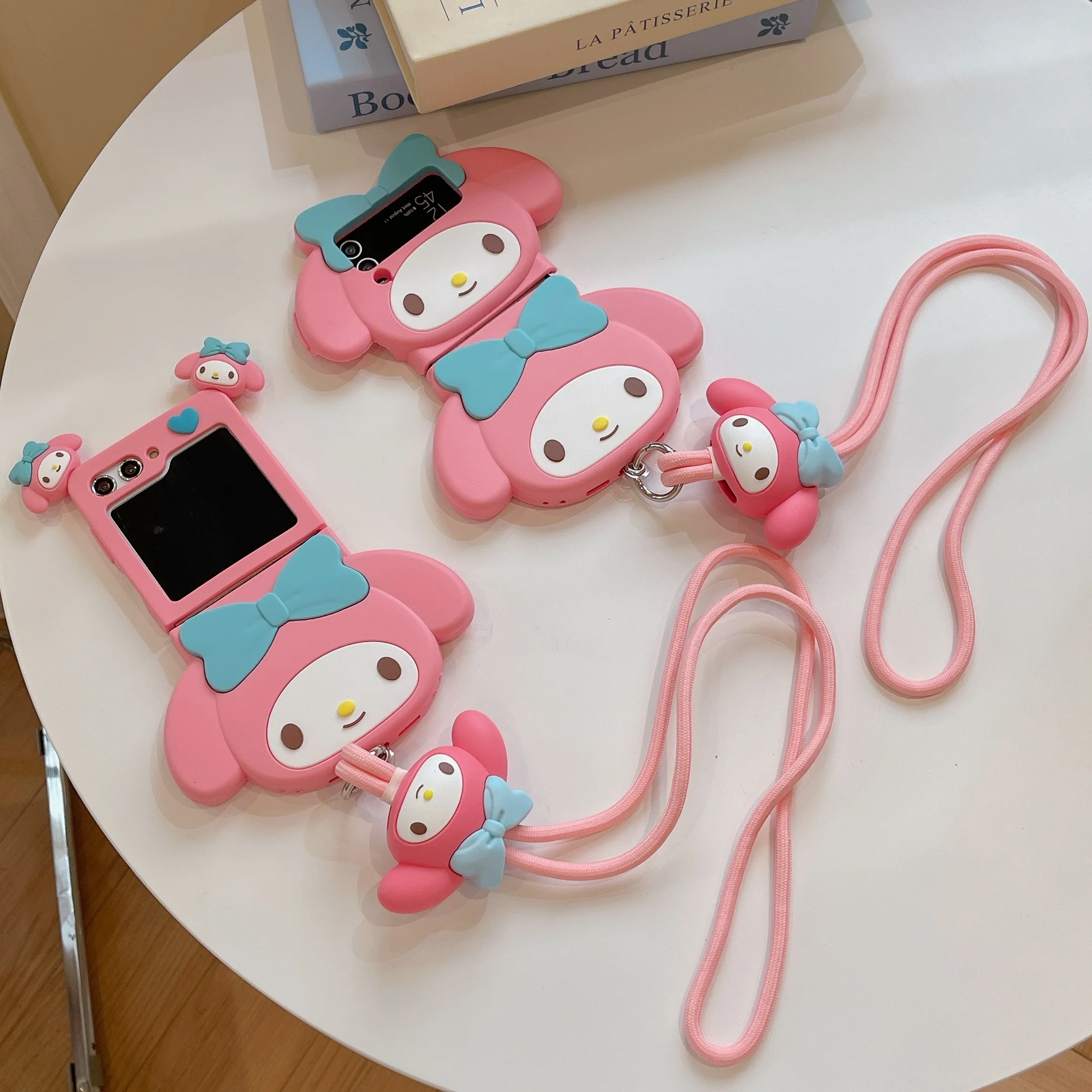 

Cute Pink My melody Silicone soft shell Phone Case for Samsung Galaxy Z Flip 3 4 Hard PC Back Cover for Z Flip 5 Case Case