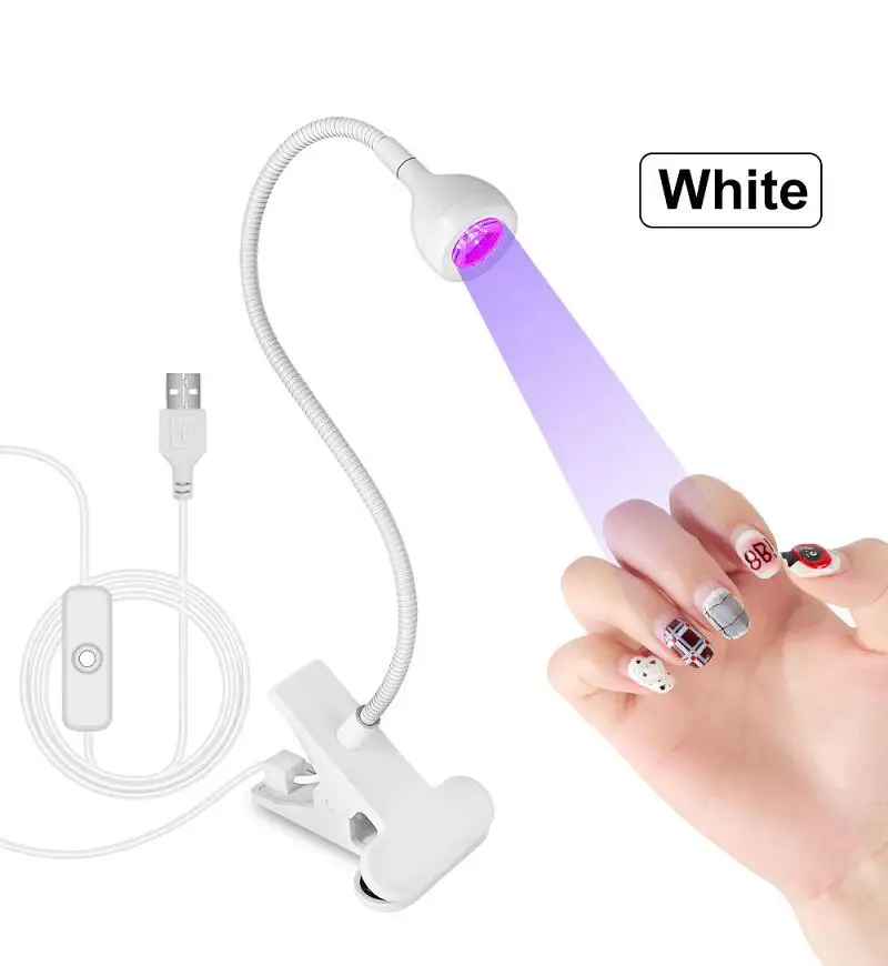 LED Nail Lamps 3W Flexible Gooseneck Lamp Quicky Dry Nail Manicure Dryer Gel Polish Curing Light for Gel Nails 6