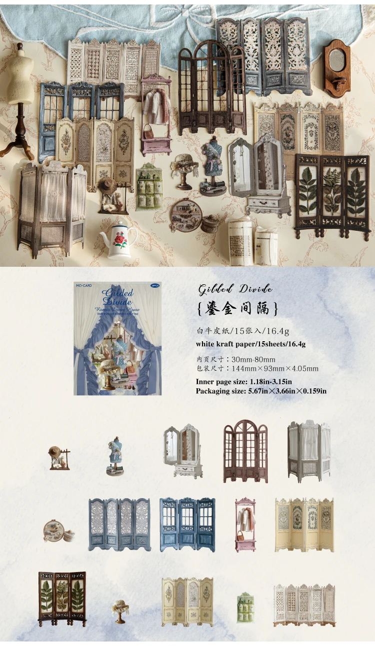 15 teile/paket Rokoko Zimmer Aufkleber Scrapbooking Materialien DIY Junk Journal Collage Collage sprache Dekor Aufkleber – Detail 11